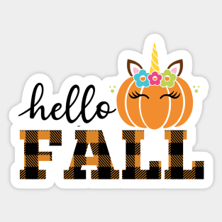 Say Hello Fall with a Unicorn Attitude (light bg) Sticker